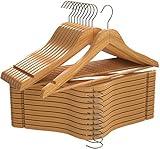 Utopia Home Premium Wooden Hangers 20 Pack - Durable & Slim Coat Hanger - Suit Hanger with 360-Degree Rotatable Hook - Wood Hangers with Shoulder Grooves (Natural Color)
