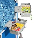 IPOOLTENG 2-Pack Above Ground Pool Basket with Pool Cup Holders - XL Poolside Storage Basket for Drinks & Gear, Fits 3" Rails, Bestway Pool Accessories Compatible Pool Essentials