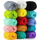 MAQIHAN 15x20g Acrylic Yarn for Crocheting - Soft Knitting Yarn for Crafts Multicolor Yarn Skeins for Crocheting DIY Yarn Bulk for Handicraft Knitting Yarn Scarves Gift for Beginners Adults