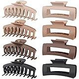 LuSeren Hair Clips for Women 4.3 Inch Large Hair Claw Clips for Women Thin Thick Curly Hair, Big Matte Banana Clips,Strong Hold jaw clips,Neutral Colors