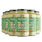 Sonoma Gourmet Rich & Creamy Kale Pesto with White Cheddar Pasta Sauce | Gluten-Free | Made With Garden Fresh Kale & Sharp White Cheddar - 25 Ounce Jar (Pack of 6)