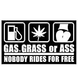 Gas Grass or Ass Stickers for Cars, Nobody Rides for Free Car Vinyl Decal Sticker, Funny Wall Sticker, Car Bumper Decoration Accessories for Car Trucks SUV Window Wall Laptop
