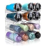 spospo Stackable Water Bottle Organizer, Large Compartment Water Bottle Holder, 4 Tier Clear Water Bottle Organizer for Cabinet, Bottle Rack for Kitchen Organization and Storage - Hold 16 Bottles