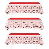 Valentines Tablecloth Decorations for Party,3 Pack Disposable Plastic Valentines Tablecloth 54" x 108", Pink Table Cloths for Party Supplies,Valentines Decoration for Wedding Engagement Anniversary