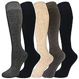 Warm Knee High Socks for Women&Men-Thermal Cotton Socks for Hiking,Work,Winter(Mixed Color 3(5 Pack Women))