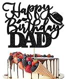 Crseniny Happy Birthday Dad Cake Topper，Black Glitter Father Birthday Cake Topper，Love Father Best Dad Party Cake Decorations，Birthday Party Father's Day Party Cake Decoration Supplies (Dad)