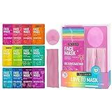 Freeman Facial Love To Mask Variety Pack: Oil Absorbing Clay, Detoxifying Charcoal, Clearing Peel Off, Hydrating Gel Cream, Exfoliating Scrub (14 Piece Kit with Bonus Buffer and Headband)