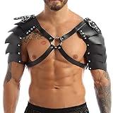 Medieval Faux Leather Double Pauldron Halloween Costume Weapons Armor Mercenary Knight Shoulder Armor for LARP Cosplay Ren Faire Belt Shawl Half Shoulder Cape Scarf Buckle Armor Medieval Guards