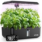 Hydroponics Growing System Indoor Garden: URUQ 12 Pods Indoor Gardening System with Remote Control LED Grow Light Height Adjustable Quiet Plants Germination Kit - Gardening Gifts for Women Black