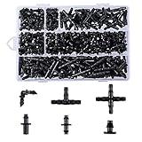 280 Pcs Barbed Connectors Irrigation Fittings Kit,Drip Irrigation Barbed Connectors 1/4''Tubing Fittings Kit for Flower Pot Garden Lawn(Straight Barbs,Single Barbs,Tees,Elbows,End Plug,4-Way Coupling)