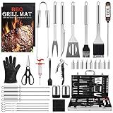 Birald Grill Set, Grilling Gifts for Men, 34PCS BBQ Tools Accessories for Outdoor Grill with Aluminum Case, Spatula,Tongs &Skewers,Smoker Accessories for Birthday, Dad, Wedding