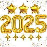 HiParty New Years Decorations 2025, Gold 2025 Balloons Numbers for New Years Eve Party Supplies, 40inch Gold Mylar Balloons New Year Banner 2025 NYE Decorations Graduation Decorations