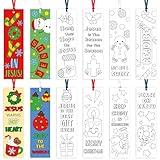 Christmas Color Your Own Bookmarks for Kids - 120Pcs Religious Theme DIY Coloring Blank Bookmark Christian Classroom Art Craft Supplies for Teachers Students Xmas Party Sunday School Goodie Fillers