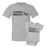Regional Manager/Assistant Combo Matching Dad Baby Shirts or Bodysuit Athletic Heather