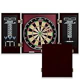 EastPoint Sports Belmont Official Size Dart Board Cabinet Set - Easy-Assembly & Complete with 6 Deluxe Steel Tip Darts and Accessories - Premium Darts Set with Scoreboard for Bar Games & Indoor Games