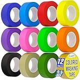 12 Pack Colored Masking Tape, 396 Ft x 0.6 inch Mini Colored Painters Tape for Arts & Crafts Labeling or Coding, Kids Art Supplies Color Tape Rolls, washi-scale Colorful Masking Tape, DIY Artist Tapes