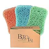 Bath Sponge 3-Pack – Soft Exfoliating Shower Sponges for Deep Cleaning, Durable Body Sponge Set for Adults in Orange, Blue & Green
