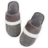 Mens Slippers Cozy Memory Foam Warm House Bedroom Shoes with Anti-Skid Sole Indoor and Outdoor Slippers for Women and Men Size 9 10 Dark Grey