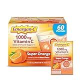 Emergen-C 1000mg Vitamin C Powder for Daily Immune Support Caffeine Free Vitamin C Supplements with Zinc and Manganese, B Vitamins and Electrolytes, Super Orange Flavor -60 Count(Pack of 1)