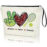 Creakraft Tennis Gift Makeup Bag Tennis Lover Gift Tennis Bag Gift for Tennis Player Cosmetic Bag Gift for Women Her Tennis Girl Make up Pouch Gift for Christmas Birthday Graduation