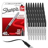 Sharpie Permanent Markers, Fine Point, Black, 40 Count