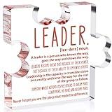 TuSuQing Thank You Gifts for Leader Boss Mentor Supervisor Retirement Leaving Coworker Farewell Promotion Celebration Birthday Work Office Gift Great Leader Irregular Acrylic Decorative Table Signs