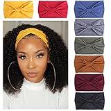 Kachanaa 8 Pack Wide Non-Slip Boho Women's Headband - Elastic Large African Turban Headwrap Ideal for Yoga,Workouts,Running - Non-Slip Design for Women
