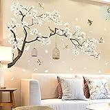 BWCXXZH Large White Flower Wall Stickers, 50"x74" Removable DIY Romantic Cherry Blossom Tree Wall Murals Peel and Stick 3D Wall Art Stickers Home Decor for Gilrs Bedroom Nursery Rooms Living Room