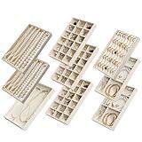 SPAKOWN Jewelry Drawer Organizer Inserts Set of 9, Jewelry Trays for Drawers Velvet Jewelry Organizer Tray Drawer Jewelry Organizers and Storage for Earring Ring Necklace Watch Bracelet (Beige)