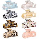 laxizar Hair Claw Clips 8 Pack Tortoise Barrettes Rectangle Shape Clips 3 Inch Fashion Hair Clips for Women