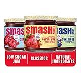 Smash Foods Jam Variety 3-Pack Classics | No Sugar Added, Naturally Sweet Jelly | Keto Friendly, Low Calorie, Low Carb | Non GMO, Upcycled, Vegan, Plant Based, Paleo | Strawberry, Raspberry, Blueberry