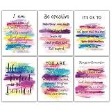 Positive Affirmations Quotes Wall Decor, Inspirational Pink Wall Art Print Posters 8x10, Encouraging Self Improvement Motivational Sayings, Uplifting Encouragement Posters Gifts for Empowered Women,