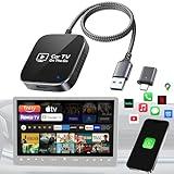 2-in-1 Wireless CarPlay Adapter for iPhone, 2025 Car TV Mate Pro with HDMI for Fire TV Stick [Glass Metal Case & Stable Bulit-in Braided Cable] Convert Wired Car Play to Wireless, Fit for 2016+ Cars