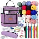 Katech Crochet Kit for Beginners, Beginner Crochet Kit for Adults and Kids Crochet Kits Includes Crochet Hooks Knitting Bag Crochet Yarn for Crocheting Instruction Knitting Kit Crochet Supplies Gift