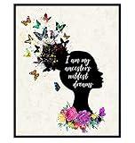 I Am My Ancestors Wildest Dreams - Inspirational Wall Art - African American Women - African American Girls - Black Women - Afro Americans Wall Decor - Black Art - Positive Quotes Decor