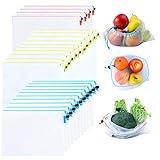 Mipruct 24 pack Reusable Produce Bags,Reusable produce bags for grocery,mesh bags See-Through and Washable Grogery Bags with 3 Sizes useful for storage fruits,vegetables,toys……