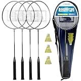 Triumph Sports 4-Player Badminton Set with 4 Rackets, 3 Shuttlecocks and 1 Carry Case, Black (35-7119-2)