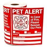 300 Count - Pet Alert Labels (4 x 5 inch, Red) Please, Rescue Our Pets Stickers for Emergency Services, Pet Care, Fire Department