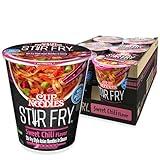 Nissin Cup Noodles Stir Fry Noodles in Sauce, Sweet Chili, 2.89 Ounce (Pack of 6)