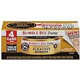 Bumble Bee Prime Solid White Albacore Tuna in Water, 5 oz Cans (Pack of 4) - Premium Wild Caught Tuna - 32g Protein per Serving - Non-GMO Project Verified, Gluten Free, Kosher