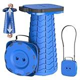 2024 Upgraded Collapsible Stool, Portable Folding Stool, Telescoping Camping Stool with Max Load Capacity 485lbs, Square Retractable Stool for Camping Gardening Fishing Hiking BBQ [Blue]