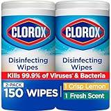 Clorox Disinfecting Wipes Value Pack, Bleach Free Cleaning Wipes, 75 Count Each, Pack of 2, Packaging May Vary