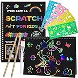 Smasiagon Scratch Paper Art Set for Kids: 2 Pack Scratch Off Arts Crafts Christmas Gifts for Kids Ages 3-12 Girls Boys Valentine's New Year's Day Easter Birthday Party Favor Games DIY Activity