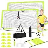 Enmons Soccer Goal - Set of 2 Soccer Nets, 6x4 ft Portable Pop Up Soccer Goals for Backyard - Soccer Training Equipment with Soccer Ball, Ladder, and Cones - Toddler Kids Youth Outdoor Game Toys