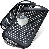 Large Nonslip Serving Tray with Handles, Silicone Grippy Dots Lap Food Trays for Eating, Dishwasher Safe Serve for Breakfast Dinner Snack Fruit Appetizers Beverage, Rectangular, Set of 2, Black