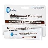 Globe Ichthammol Ointment 20% (Drawing Salve) 1 OZ - Soothing Skin Relief, Treatment of Eczema, Acne, Boils, Splinters, Bee Stings - Maximum Strength