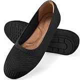 Reimferce Flats for Women Ballets Shoes: Black 8 Comfortable Knitted Dressy Work Flats - Ladies Wedding Flat Casual Shoes