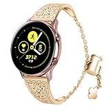 22mm Women Watchband Compatible with Fossil Gen 5 Julianna , Bling Diamond Stainless Steel Watch Band Quick Release Adjustable Strap Jewelry Bracelets Wristband for Gen 5 Julianna (rose gold)