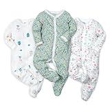 Minicoco Baby Boys Girls Cotton Footies Multi Pack Long Sleeve Baby Footed One-Piece Jumpsuit Multi Pack (3, Fantasy World, 0-3 Months)