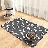 Pet Feeding Mat-Absorbent Dog Food Mat-Dog Mat for Food and Water-No Stains Quick Dry Dog Water Dispenser Mat-Pet Supplies-Dog Placemat Dog Water Bowl for Messy Drinkers 12"X19" Dark Grey